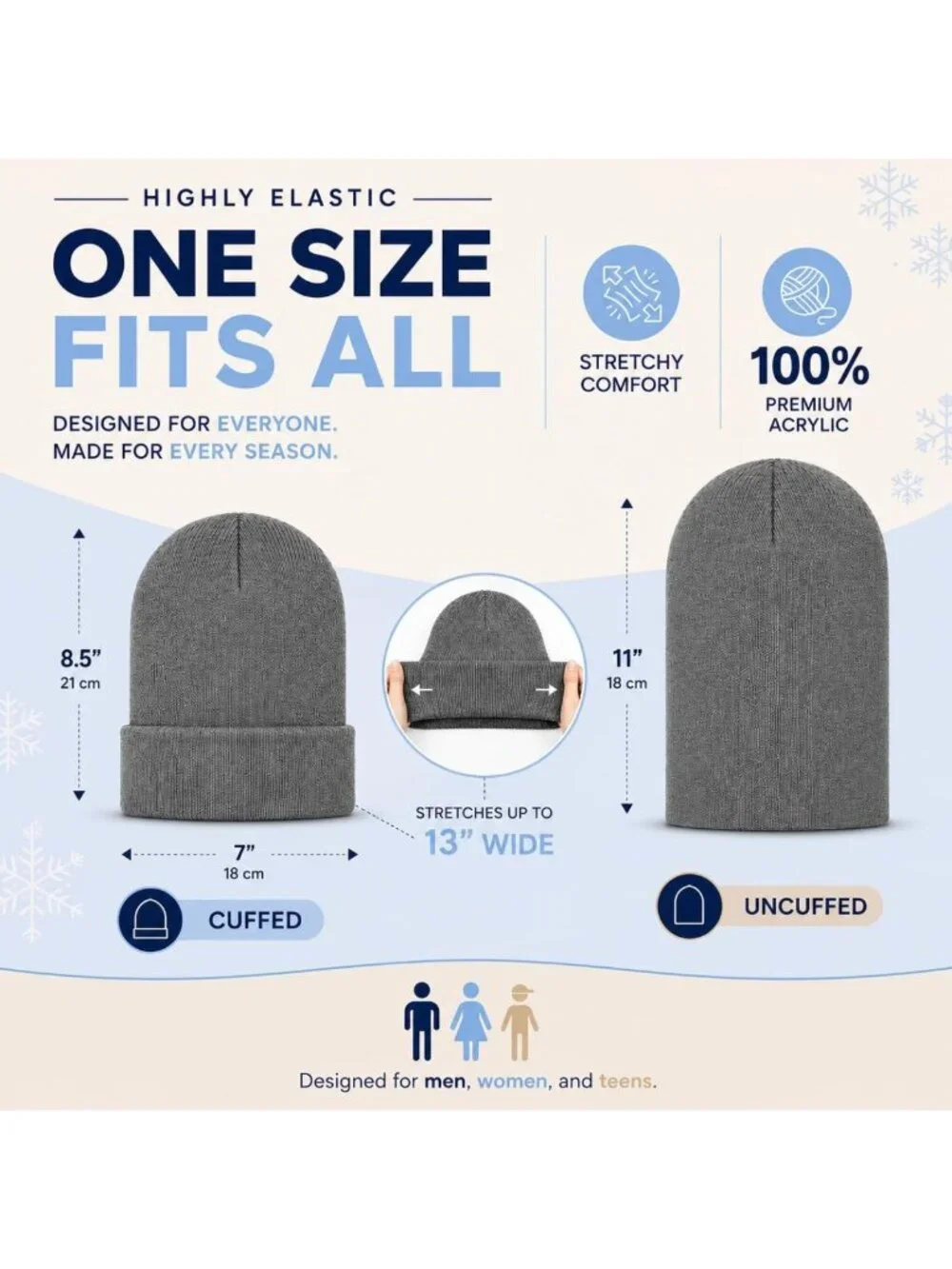Cozy 12-Pack Winter Beanie Hats for Men & Women, Warm Knitted Cuffed Caps